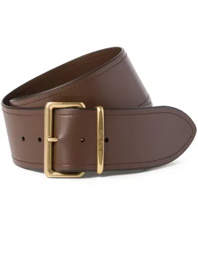 Miu Miu Leather Belt In Brown