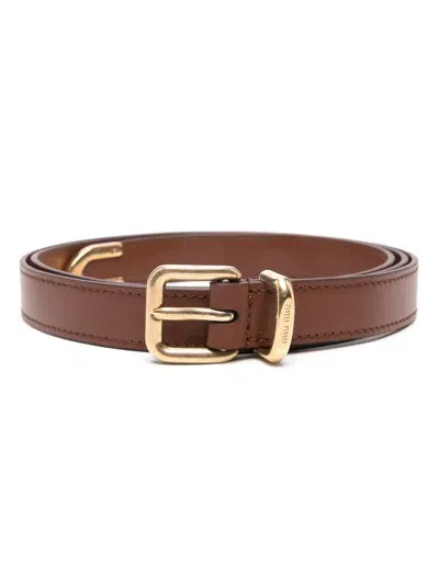 Miu Miu Leather Belt In Brown