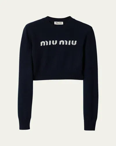 Miu Miu Wool And Cashmere Sweater In F0008 Bleu