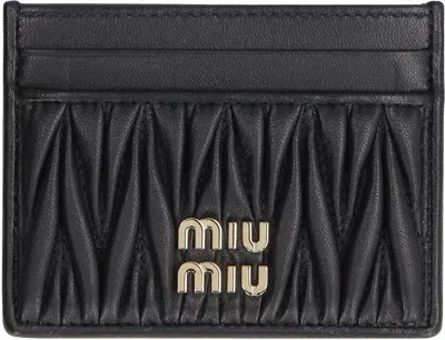 Miu Miu Logo Lettering Card Holder In Black