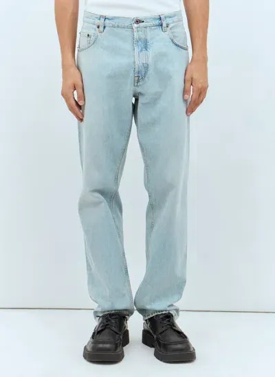 Miu Miu Logo Patch Jeans In Blue