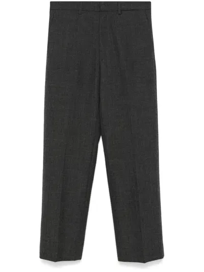 Miu Miu Logo-patch Trousers In Grau