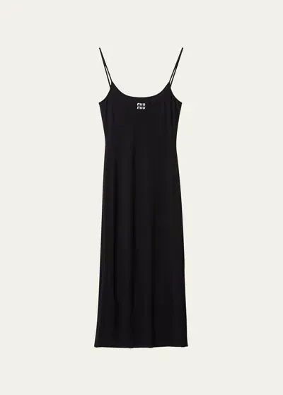 Miu Miu Stretch Jersey Dress In F0241 Kaki