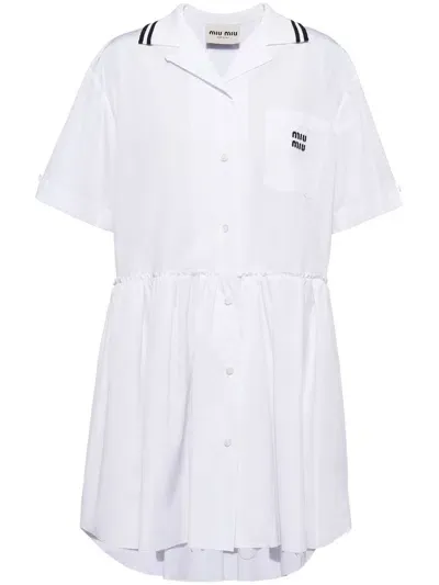 Miu Miu Poplin Minidress In White