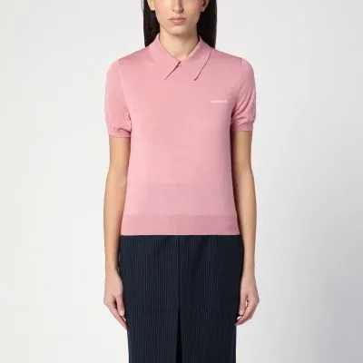 Miu Miu Mauve Cashmere And Silk Polo Shirt In Pink