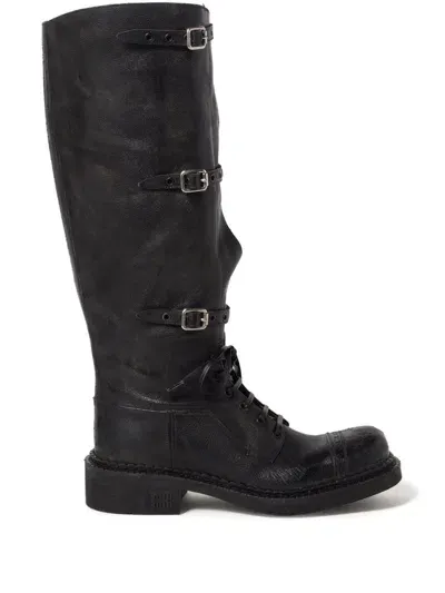 Miu Miu Multi-buckle Leather Boots In Black