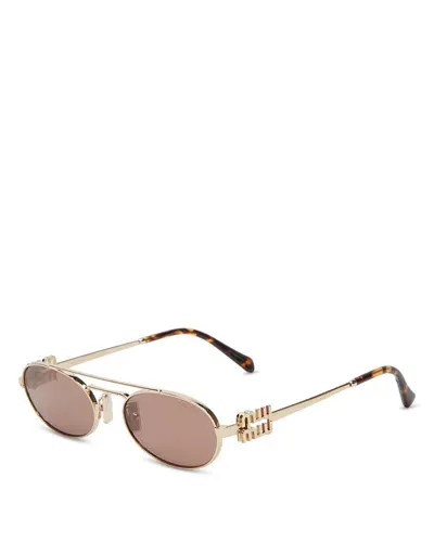 Miu Miu Oval Sunglasses, 53mm In Silver Mirrored