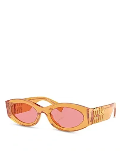 Miu Miu Oval Sunglasses, 54mm In Orange/pink Solid