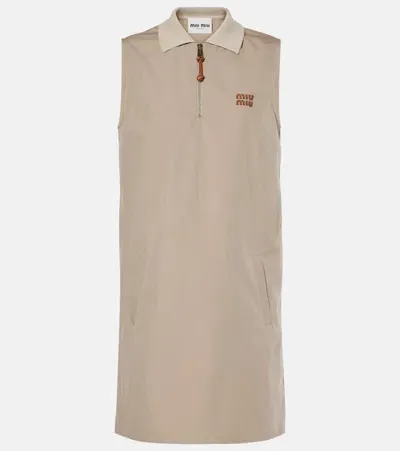 Miu Miu Panama Cotton-blend Minidress In Neutral