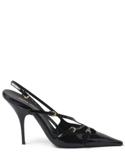 Miu Miu Patent Leather Pumps Shoes In Black