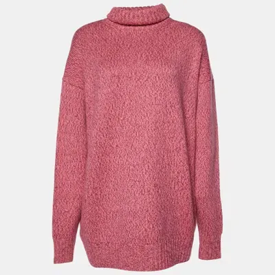 Pre-owned Miu Miu Pink Cashmere Wool Turtleneck Sweater Dress Xs