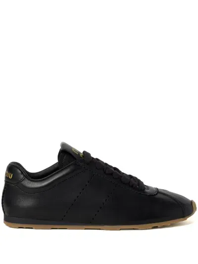 Miu Miu Nappa Leather Sneakers In Black