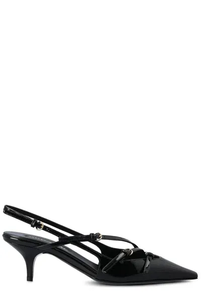 Miu Miu Pointed Toe Strapped Pumps In Black