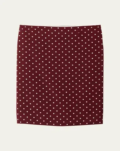 Miu Miu Polka Dot Crepe De Chine Skirt In F0fdd Amaranto Avorio