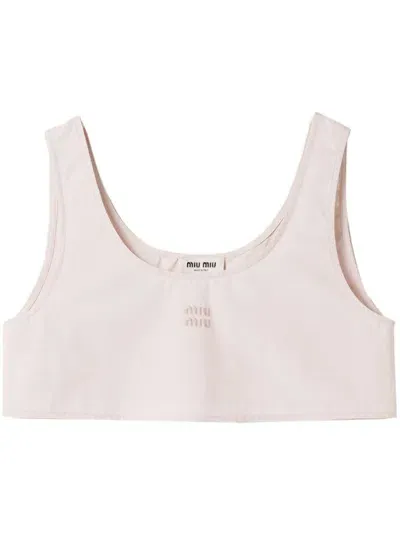 Miu Miu Poplin Tank Top In Pink