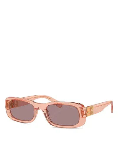 Miu Miu Rectangular Sunglasses, 53mm In Pink/purple Solid