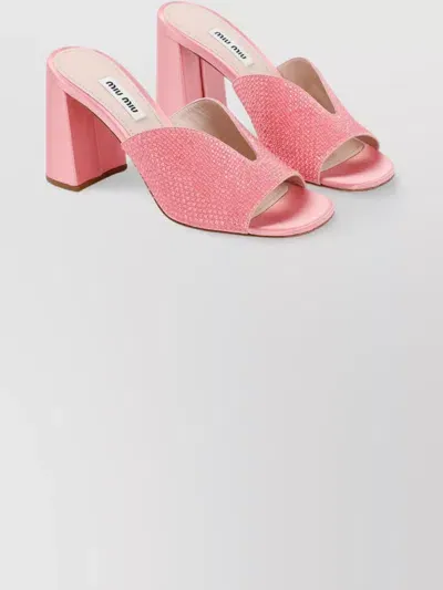 Miu Miu 85 Crystal-embellished Satin Sandals In Pink