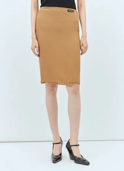 Miu Miu Silk Skirt In Brown