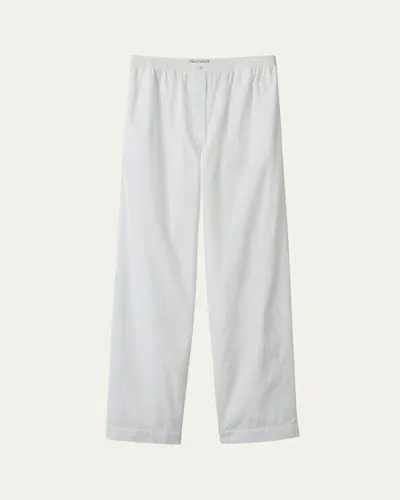 Miu Miu Embroidered-logo Poplin Trousers In F0009 Bianco