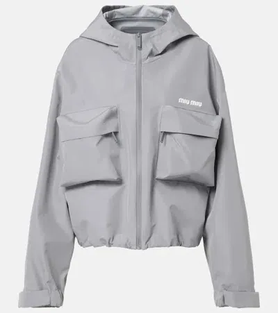 Miu Miu Technical Canvas Jacket In Gray