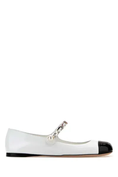 Miu Miu White Leather Ballerinas