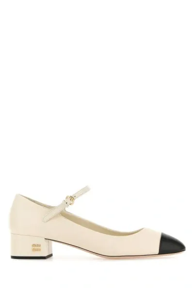 Miu Miu Ivory Leather Pumps In White