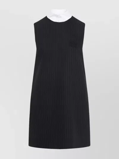 Miu Miu Wool Blend Pinstripe Midi Dress In Blue