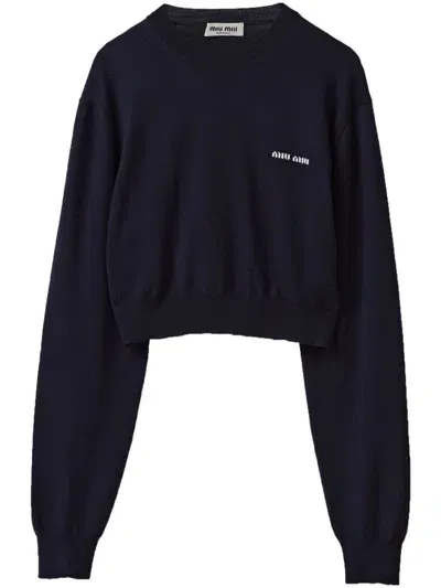 Miu Miu Wool Sweater In Blue