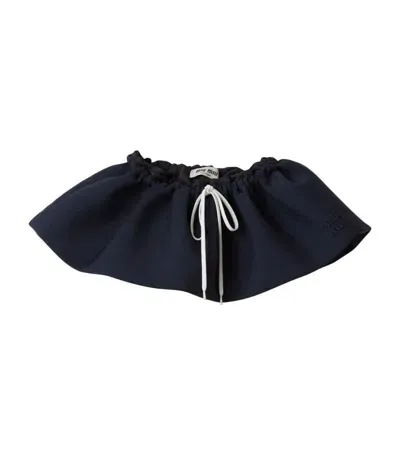 Miu Miu Logo-appliqué Wool Miniskirt In Blue