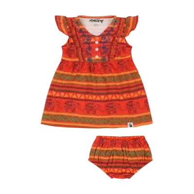 Mixed Up Clothing Baby Vestito Dress Set In Jacquard Stripe