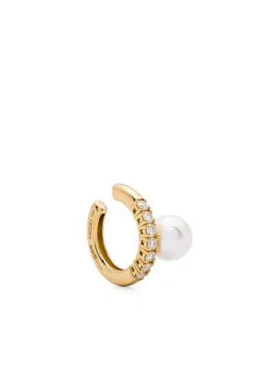 Mizuki 18k Yellow Gold Akoya Pearl And Diamond Earcuff