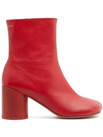 Mm6 Maison Margiela 70mm Anatomic Ankle Boots In Red