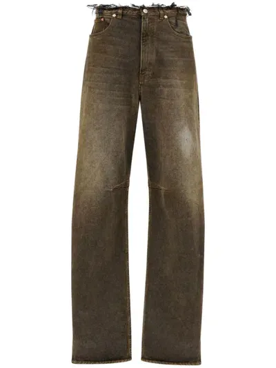 Mm6 Maison Margiela Acid-wash Mid-rise Jeans In Brown