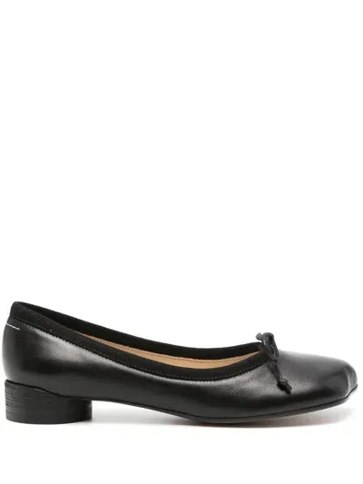 Mm6 Maison Margiela 30mm Leather Ballet Shoes In Black