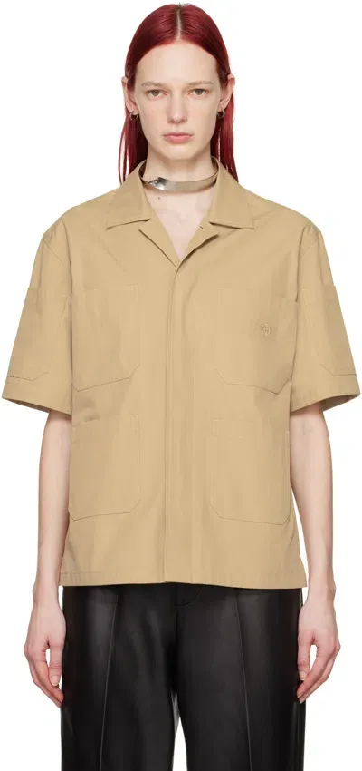 Mm6 Maison Margiela Beige Patch Pocket Shirt In 115 Sand Beige