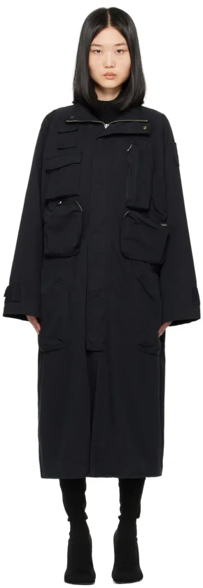 Mm6 Maison Margiela Cargo-pocket Cotton Coat In Schwarz