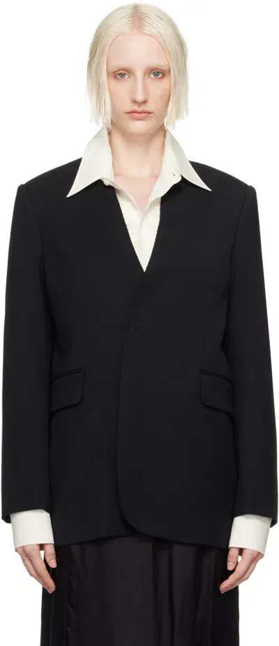 Mm6 Maison Margiela Black Collaress Padded Blazer In 900 Black