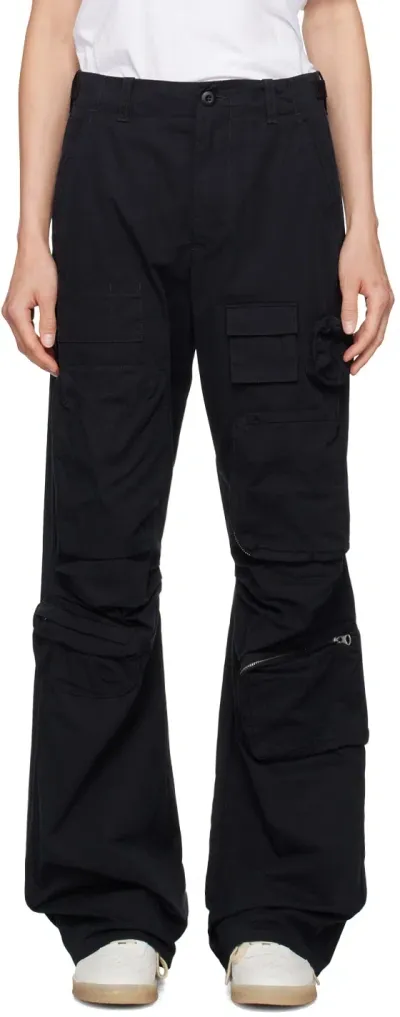 Mm6 Maison Margiela Black Cotton Cargo Pants In 900 Black