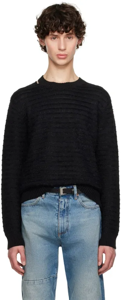 Mm6 Maison Margiela Black Cutout Sweater In 961 Black-black