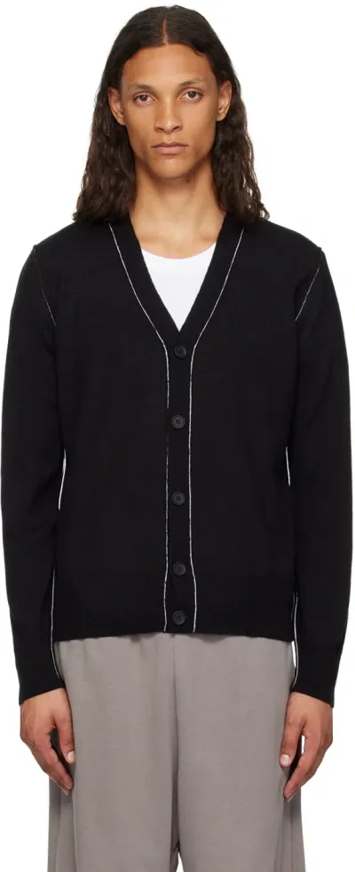 Mm6 Maison Margiela Black Exposed Seam Cardigan In 900 Black