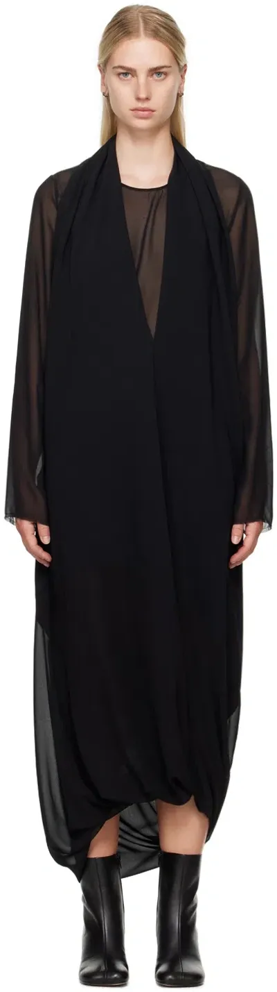 Mm6 Maison Margiela Black Layered Maxi Dress In Schwarz