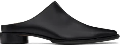 Mm6 Maison Margiela Black Leather Slippers In T8013 Black