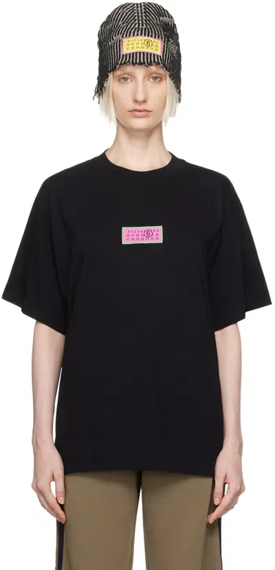 Mm6 Maison Margiela Black Logo Patch T-shirt In 900 Black