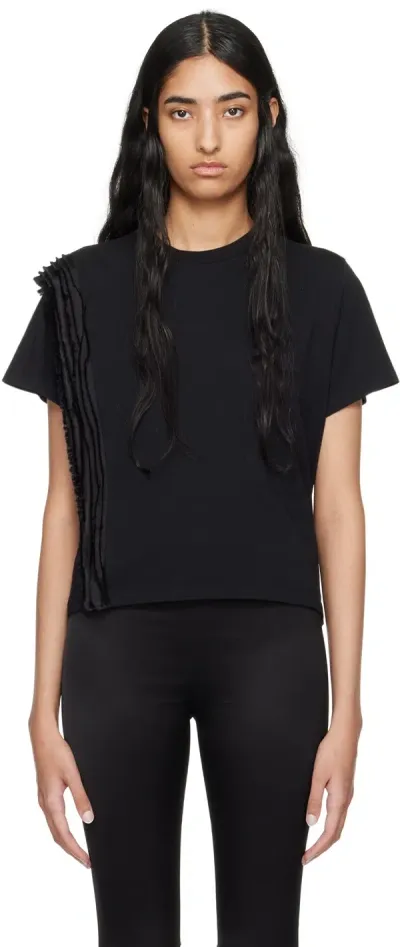 Mm6 Maison Margiela Black Pleated T-shirt In 900 Black