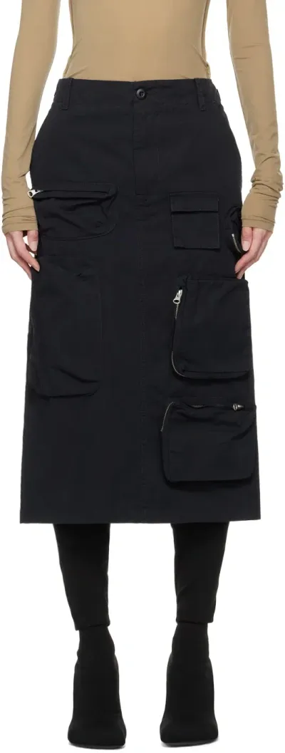 Mm6 Maison Margiela Black Pocket Midi Skirt