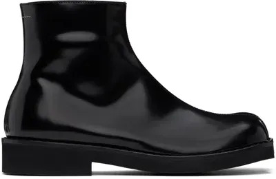 Mm6 Maison Margiela Trunk Leather Ankle Boots In Black