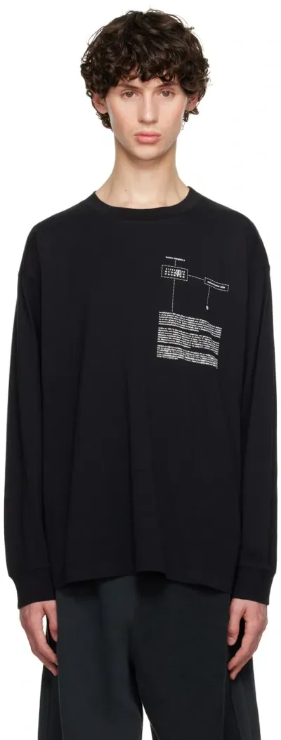 Mm6 Maison Margiela Black Printed Long Sleeve T-shirt In 900 Black