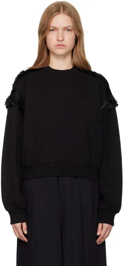 Mm6 Maison Margiela Black Ruffled Sweatshirt In 900 Black