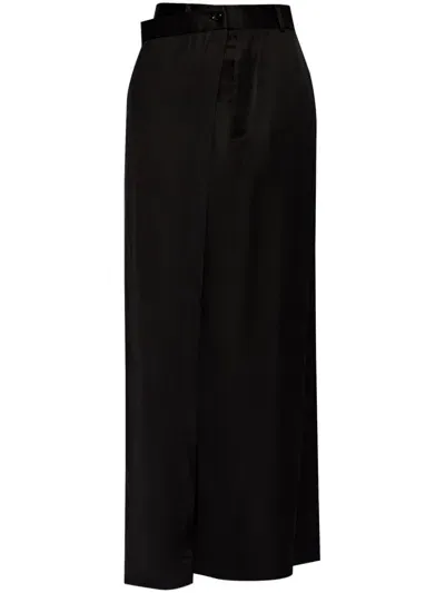 Mm6 Maison Margiela Satin Maxi Skirt In Black