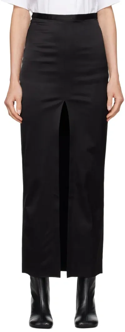 Mm6 Maison Margiela Black Slit Maxi Skirt